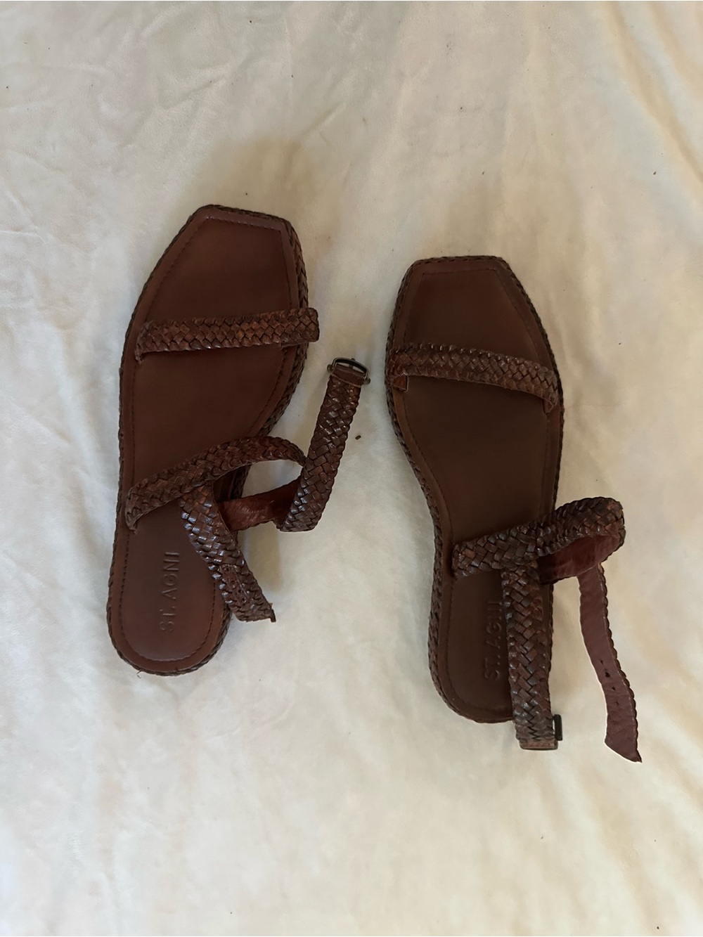St agni Brown Braided Leather Women’s Sandals